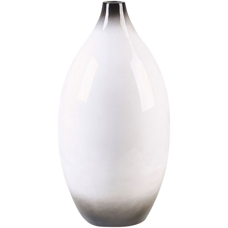 Beliani - Vase Décoratif Noir et Blanc Dégradé Brillant en Terre Cuite Idee de Cadeau ou Deco Cuisine de Style Classique