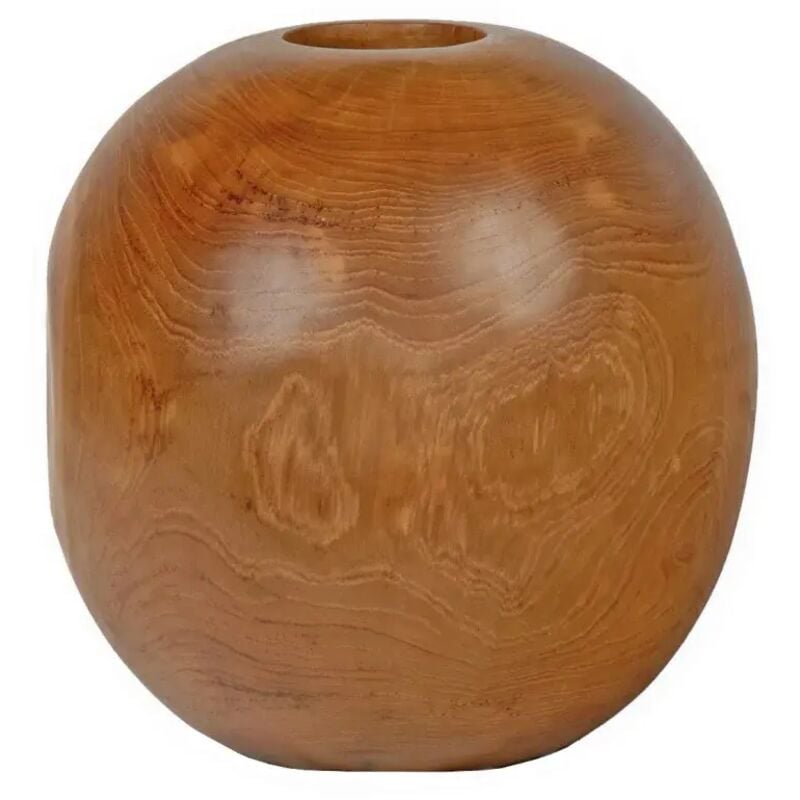 Meubletmoi - Vase décoratif rond d. 30 cm en bois de teck massif - leodore