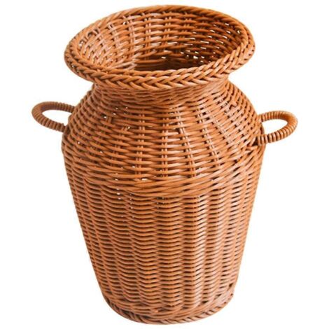 Vase décoratif tressé en imitation rotin, objet de décoration pour la maison