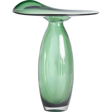 Vase décoratif vert en verre design contemporain sculptural - Vert translucide organique