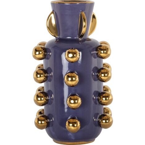 Vase décoratif violet accents dorés style contemporain - Violet intense et doré