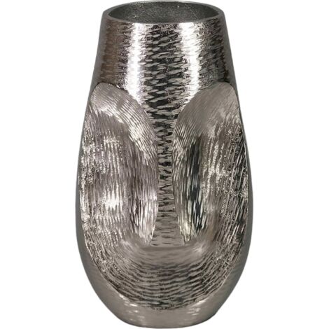Vase décoratif visage en aluminium finition argentée brillante - argent brillant sculpté