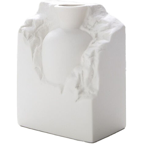 Vase décoratif YCSQ5222 【Blanc Givré】 - vase céramique moderne minimaliste pour fleurs séchées, arrangement floral, décoration nordique salon/salle à manger.