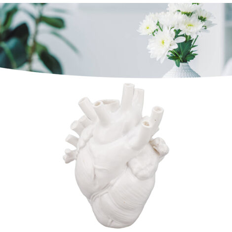 Vase décorative en forme de cœur moderne résine exquise pot de plante pour maison bureau chambre mariage blanc - 1 x vase cœur décoratif résine