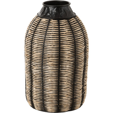 Vase décoré en corde rotin bicolore Rani D 32cm