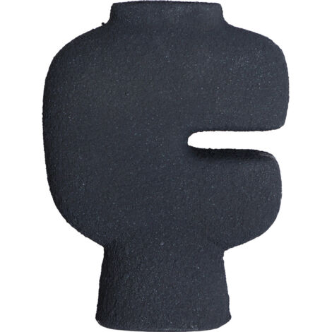Vase design contemporain en résine noire finition texturée - Noir effet matière texturée