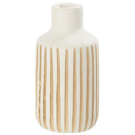 Vase Design en Bois "Ying" 33cm Blanc & Naturel
