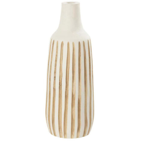 Vase Design en Bois "Ying" 45cm Blanc & Naturel