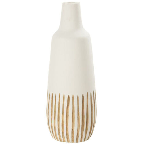Vase Design en Bois "Ying" 56cm Blanc & Naturel