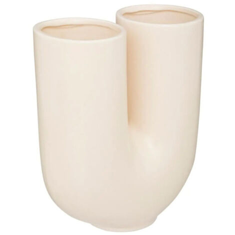 Vase Design en Céramique "Rivi" 25cm Blanc Chaud