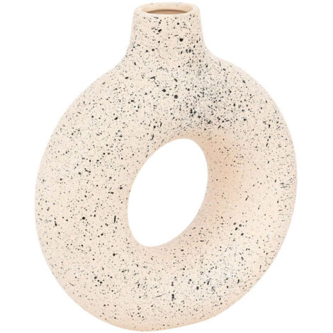 Vase Design en Dolomite "Circle" 30cm Blanc & Noir