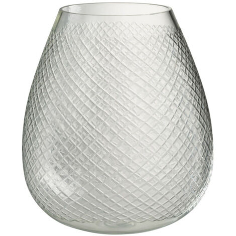 Vase Design en Verre "Carreaux" 31cm Transparent
