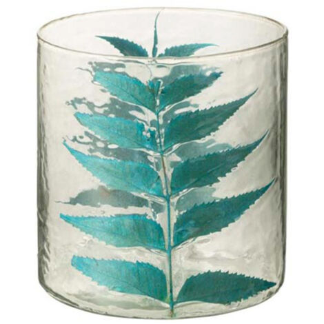 Vase Design en Verre "Feuille" 16cm Bleu