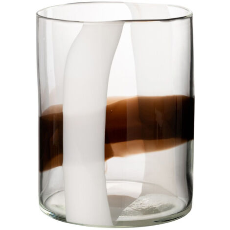 Vase Design en Verre "Iggy" 27cm Blanc & Marron