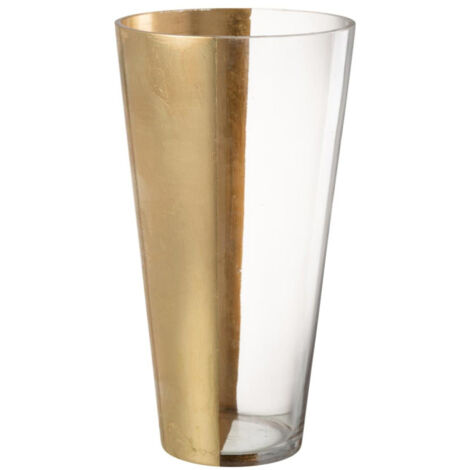 Vase Design en Verre "Moa" 35cm Transparent & Or