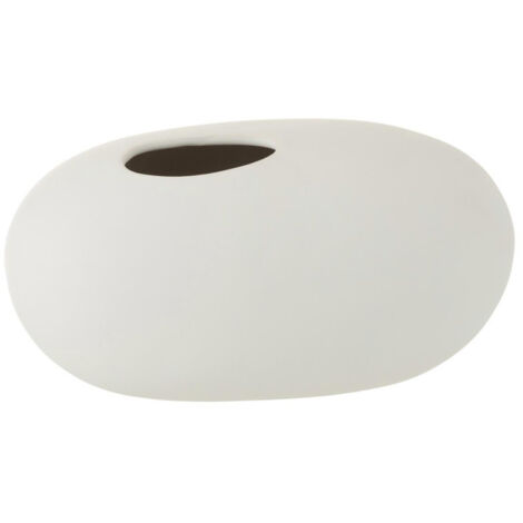 Vase Design "Ovale Céramique" 25cm Blanc Mat