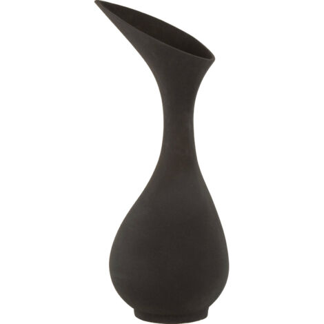 Vase design rugueux en aluminium noir élégant pour salon - noir mat rugueux