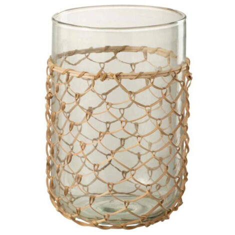 Vase Design "Tricot" 21cm Transparent & Naturel