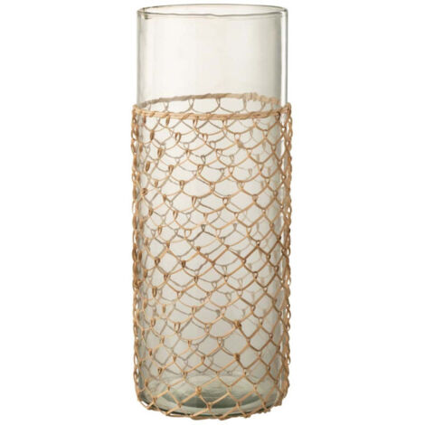 Vase Design "Tricot" 42cm Transparent & Naturel