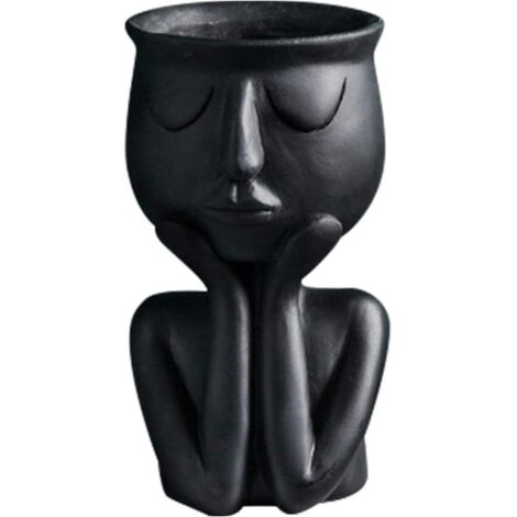 Vase d'extérieur en résine en forme humaine, pot de fleurs séchées pour jardin