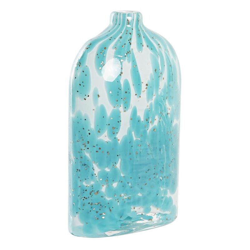 Vase en verre bleu méditerranéen dkd home decor 12 x 7,5 x 21,5 cm