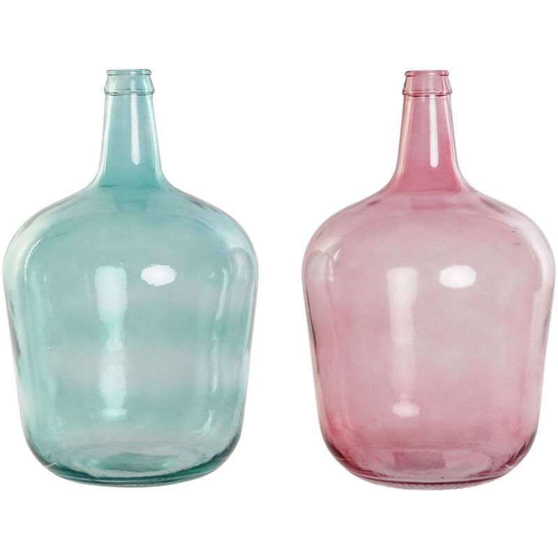 Dkd Home Decor - Vase vert rose verre trempé 25 x 25 x 25 x 40 cm (2 pièces)