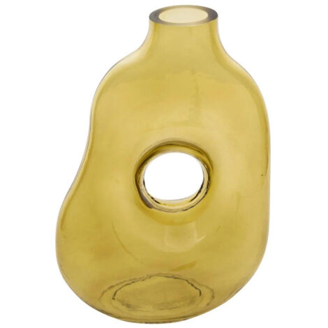 Vase Donut en Verre "Solag" 24cm Vert Kaki