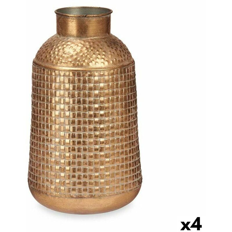 Giftdecor - Vase en métal doré 22,5 x 39,5 x 22,5 cm (4 pcs.) avec embossage
