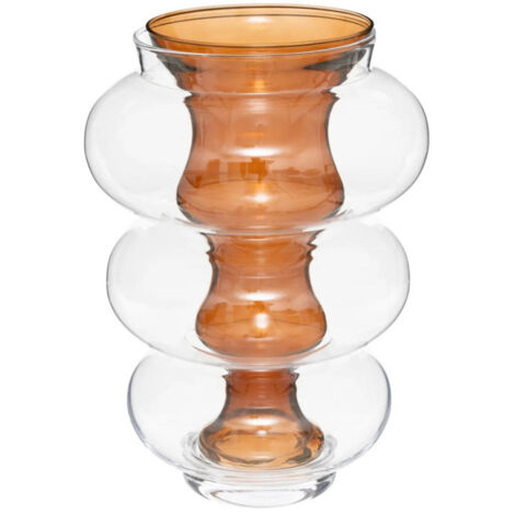 Vase Double en Verre "Matali" 36cm Ambre