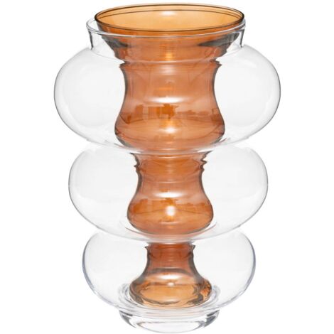 Vase double en verre modelé Ambre H 35 cm - Atmosphera
