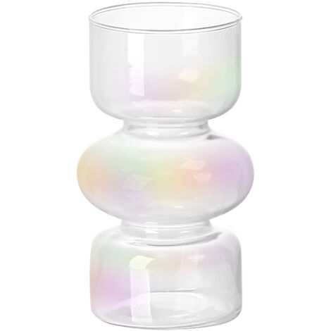 Vase – Dreiwellvase – Dekorative farbige Glasvase für das Wohnzimmer, kleine, handgefertigte Vintage-Vase mit Blumenarrangement