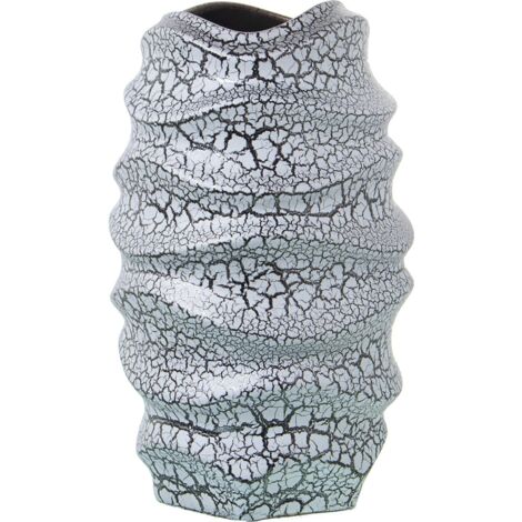 Vase élégance céramique gris craquelé pour intérieur - Gris argenté craquelé
