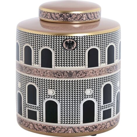 Vase élégant porcelaine pêche doré pour maison chic - Ton pêche avec touches dorées et motifs géométriques