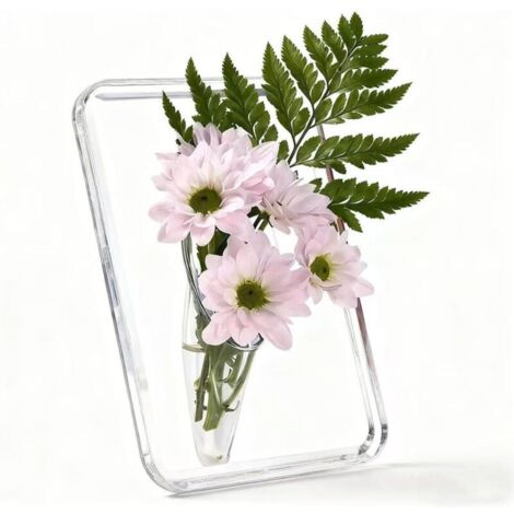 Vase en Acrylique Transparent, Petites vases déco pour Table, Design Moderne, Adapté aux Plantes hydroponiques, Idéal pour décoration de Salon, Mariage et Autres Occasions (Transparent)