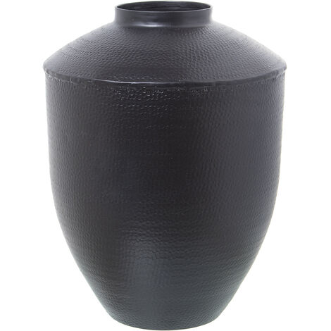 Vase En Aluminium Sculpté Noir °26X35 Cm