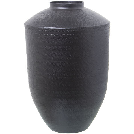 Vase En Aluminium Sculpté Noir °28X40 Cm