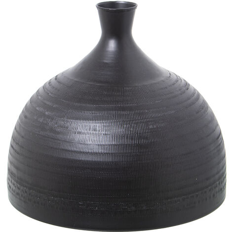 Vase En Aluminium Sculpté Noir °29X25 Cm