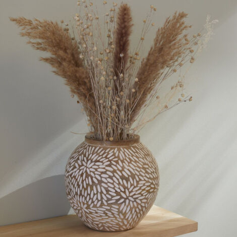 Vase en bois "Mango wood" - Beige - D 17 x H 18.8 cm - Livraison gratuite