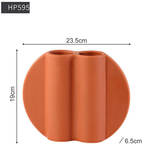 Vase en céramique à formes géométriques, simple, stéréoscopique, pot de fleur, décoration moderne pour la maison, le bureau, cadeau d&39anniversaire, de mariage, de saint-valentin,19x23.5x6.5cm Orange