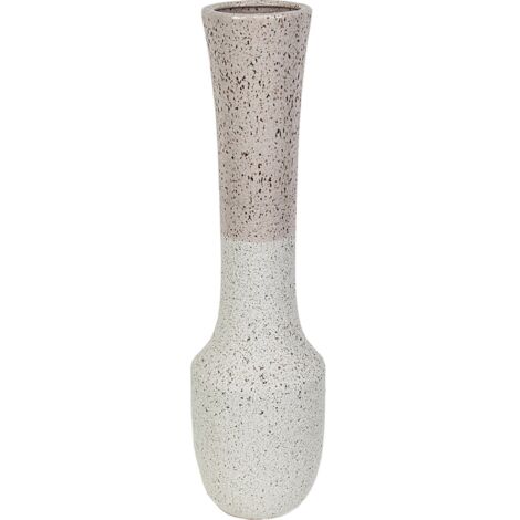 Vase en céramique blanc rose design élégant pour décoration moderne - Blanc moucheté et rose poudré