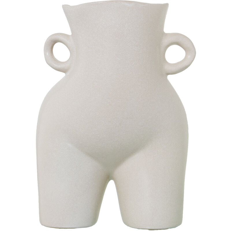 Fijalo - Vase en céramique blanche C/poignées 21x16x28 Cm