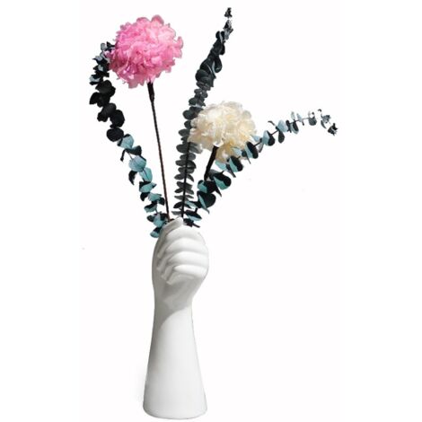 Vase en céramique blanche façonné à la main, idéal pour présenter des plantes hydroponiques et comme objet de décoration de bureau.