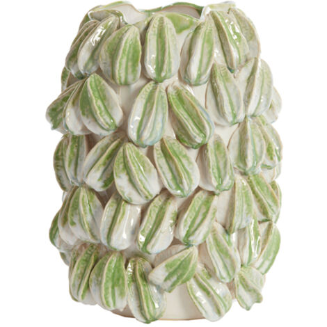 Vase en céramique crème + vert CARAMBOLA – 35x33x47 cm