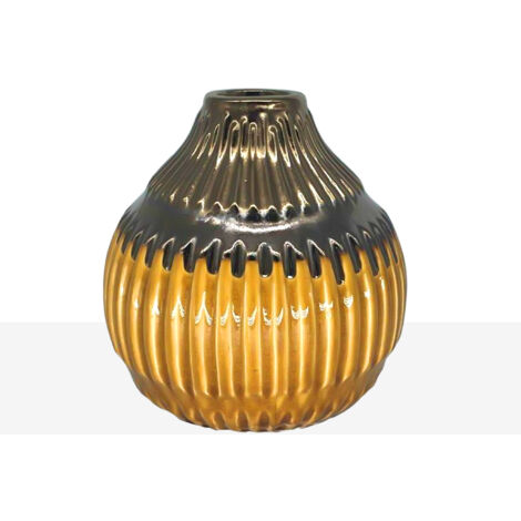 Vase en céramique émaillée moutarde
