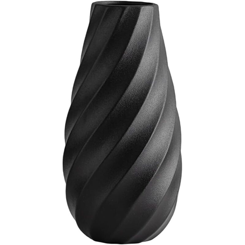 Vase en céramique Noir avec Design en Spirale texturée, idéal pour Une décoration Moderne, Minimaliste bohème, Parfait pour Les Fleurs séchées, Les