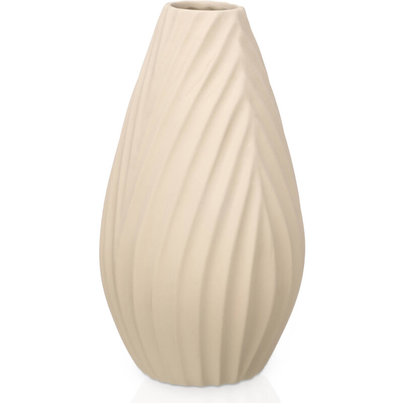 Vase en céramique rayure diagonale, beige
