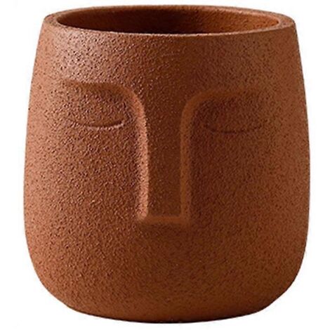 Vase en céramique tête de Bouddha nordique, pot de fleurs zen pour succulentes, plantes vertes, décoration maison balcon jardin, 14 cm, orange