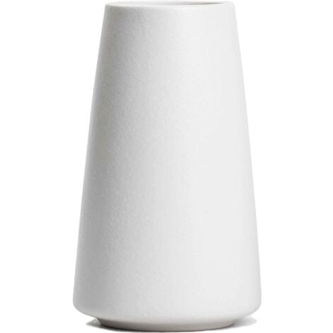 Vase en céramique – Vase à fleurs style minimaliste pour table moderne, étagère, décoration d'intérieur, convient pour cheminée, chambre à coucher, cuisine, salon, centre de table, blanc uni