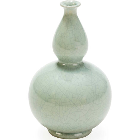 Vase en céramique vert finition craquelée déco élégante - Vert craquelé pastel