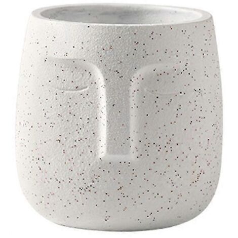 Vase en céramique visage bouddha nordique, pot à fleurs zen pour succulentes, décoration intérieure balcon jardin, blanc 12 cm.